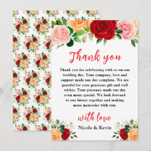 Romantic Roses Floral Wedding Thank You Card