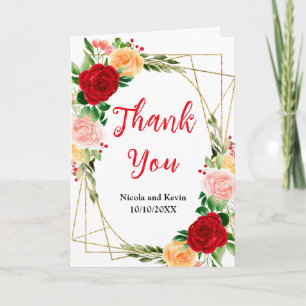 Romantic Roses Floral Wedding Thank You Card