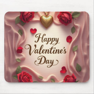 Romantic Roses & Heart Valentine Design Mouse Mat