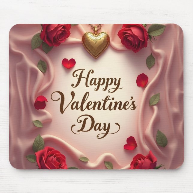 Romantic Roses & Heart Valentine Design Mouse Mat (Front)