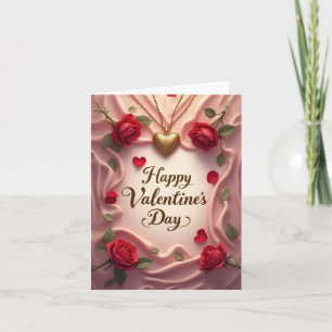 Romantic Roses & Heart Valentine Design Thank You Card