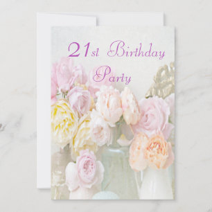 Romantic Roses in Jars 21st Birthday Party Invitation