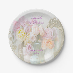 Romantic Roses in Jars Wedding Paper Plate
