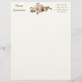 Romantic Roses Rosebuds Elegant Vintage Victorian Custom Letterhead