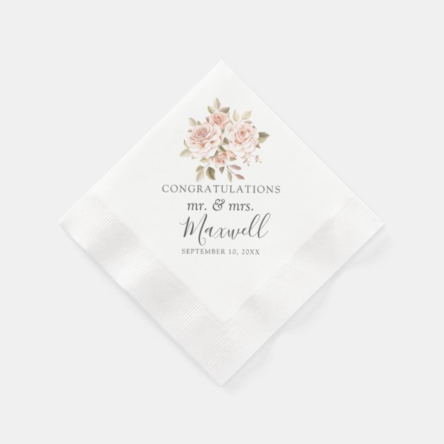 Romantic Roses Shabby Chic Cottage Farm Wedding Napkin (Corner)