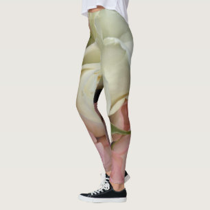 Romantic Roses Soft Pink Flowers Floral Leggings