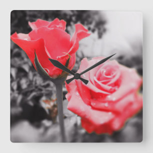 Romantic Roses Square Wall Clock