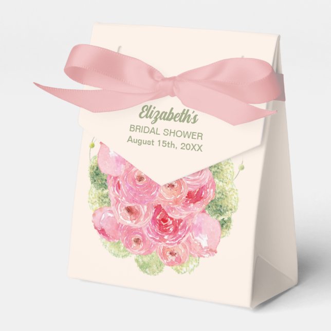 Romantic Roses Watercolor Bridal Shower  Favour Box (Front Side)