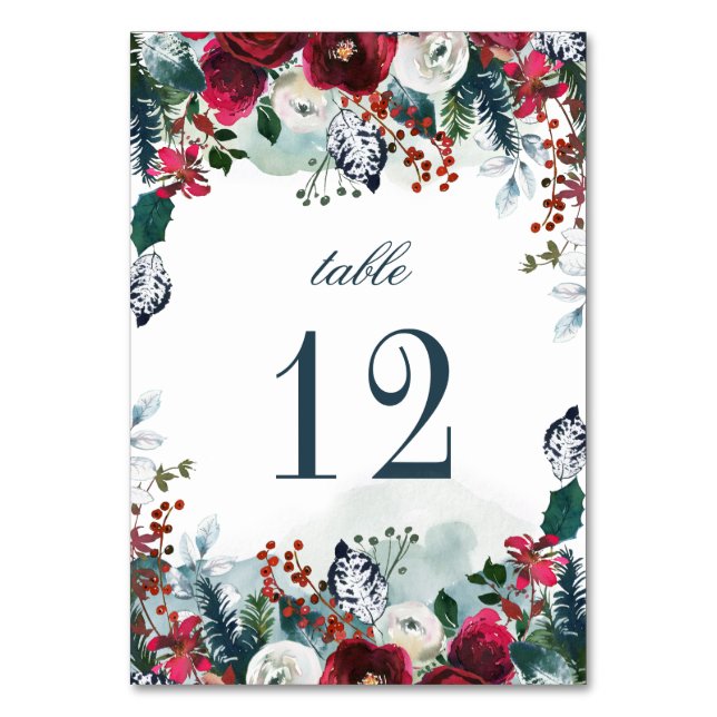 Romantic Roses Watercolor Wedding Table Numbers (Back)