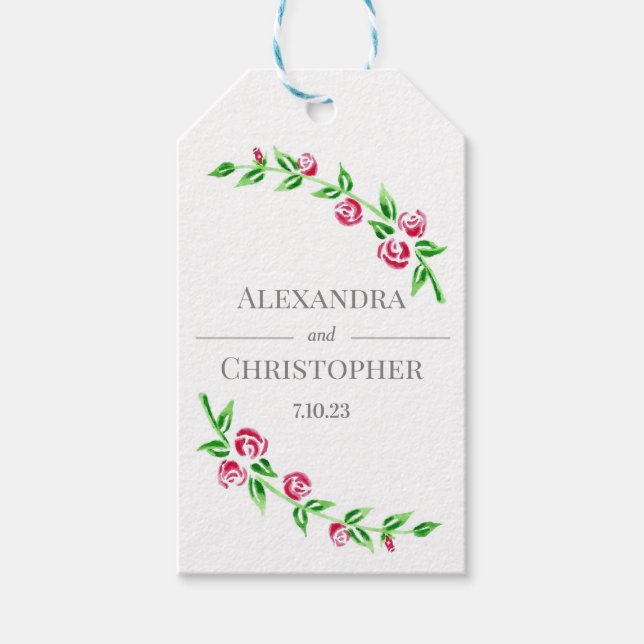 Romantic Roses Wedding Favour Tag (Front)