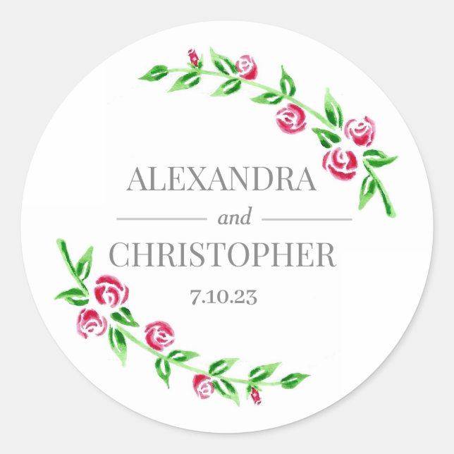 Romantic Roses Wedding Stickers (Front)