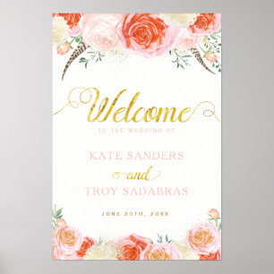 Romantic Roses Wedding Welcome Sign (13x19)