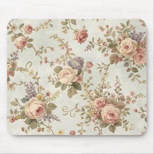Romantic Roses & Wildflowers Vintage Garland Mouse Mat