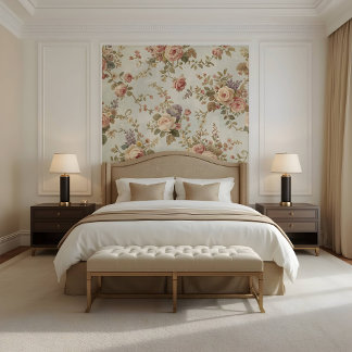 Romantic Roses & Wildflowers Vintage Garland Wallpaper