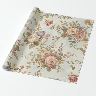 Romantic Roses & Wildflowers Vintage Garland Wrapping Paper