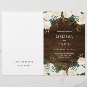 Romantic Roses Woodland Wedding Programs