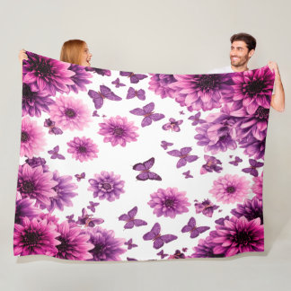 Romantic Rosy Floral Fleece Blanket