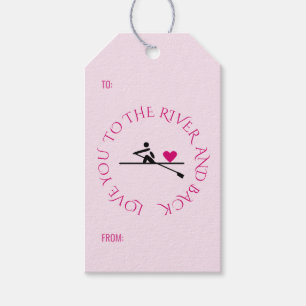 Romantic rower custom text pink hearts gift tags