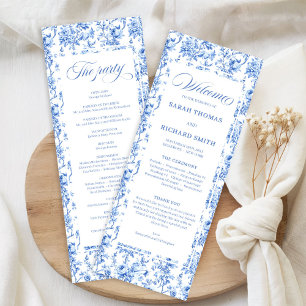 Romantic Royal Blue Toile de Jouy Wedding Program Programme