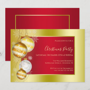 Romantic Ruby & Gold Festive Christmas Party Invitation