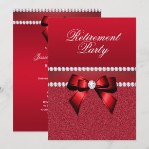 Romantic Ruby Red Retirement Party Invitation