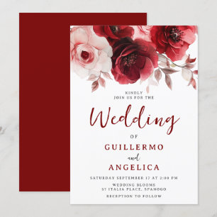 Romantic Ruby Red Rose Luxe Radiance Wedding Invitation