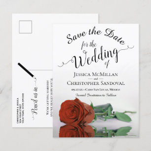 Romantic Rust Orange Rose Wedding Save the Date Announcement Postcard