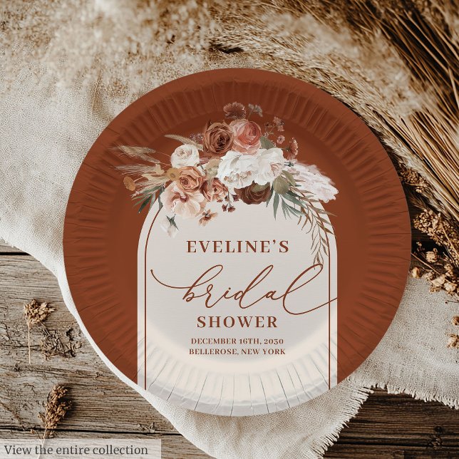 Romantic Rust Pampas Grass Floral Paper Plates (Romantic Rust Pampas Grass Floral Paper Plates)