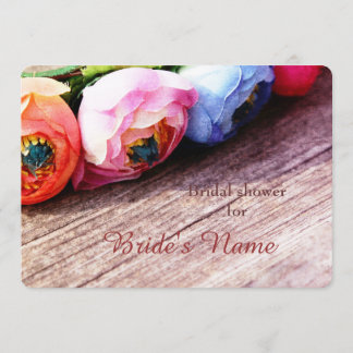 Romantic rustic country ranunculus wreath invitation