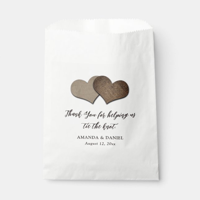 Romantic Rustic Country Thank You Wedding Favour Bags (Front)