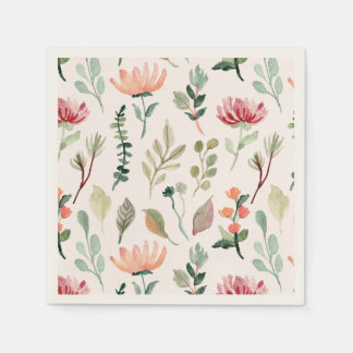 Romantic rustic flower garden Pink background Napkin