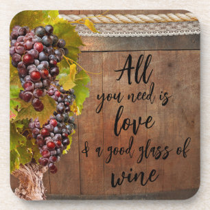 Romantic Rustic Grapes Wine Coaster