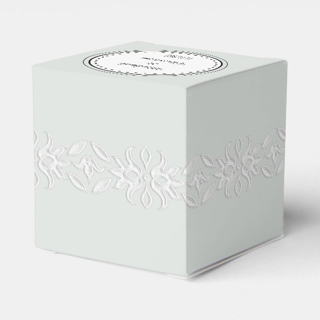 Romantic rustic green Wedding Favour Box (Back Side)