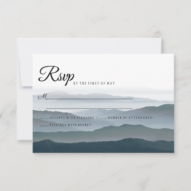 Romantic Rustic Mountain Wedding RSVP (Front)