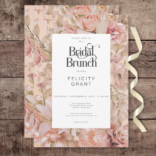 Romantic Rustic Pink & White Floral Bridal Brunch Invitation