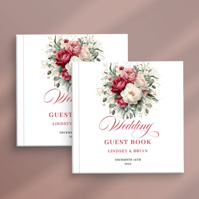 Romantic Rustic Red Blush Wedding Guest Book (Romantic Rustic Red Blush Wedding Guest Book)