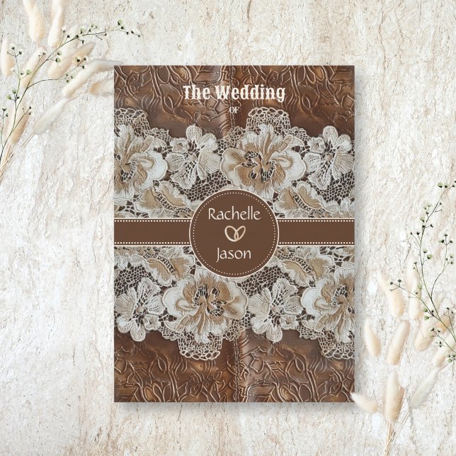 Romantic Rustic Western Country Leather and Lace Invitation (Creator Uploaded)