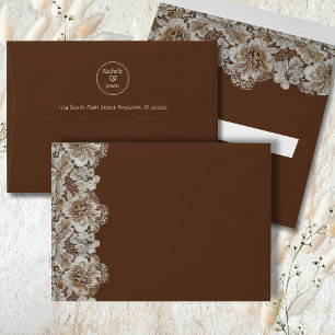 Romantic Rustic Western Country Leather & Lace Envelope