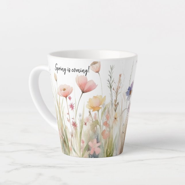 Romantic, rustic, wildflower motive latte mug (Left Angle)