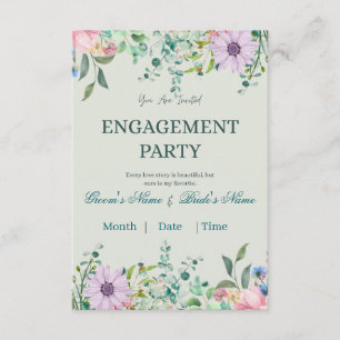 Romantic Sage Floral Engagement Invitation