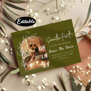 Romantic Sage Green Arch Save The Date Cards