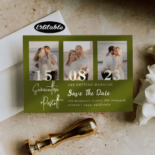 Romantic Sage Green Collage Save The Date Invitation