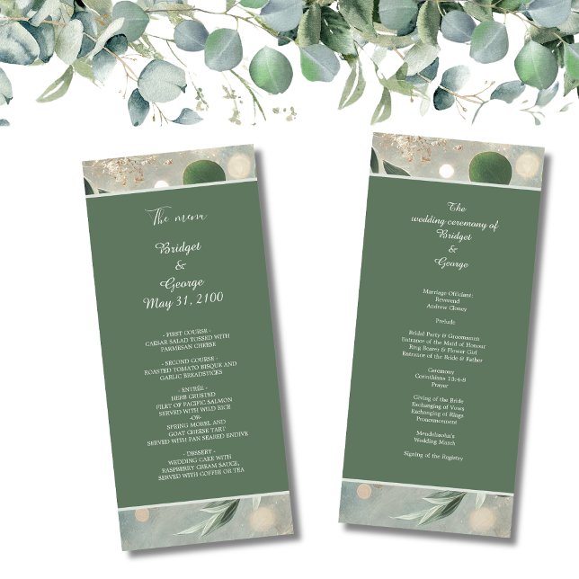 Romantic Sage Green Eucalyptus Wedding Programme (Creator Uploaded)