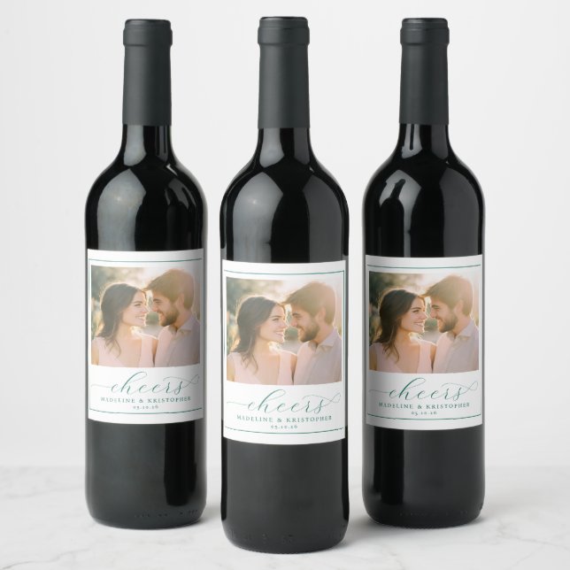 Romantic Sage Green Photo Wine Label (Bottles)