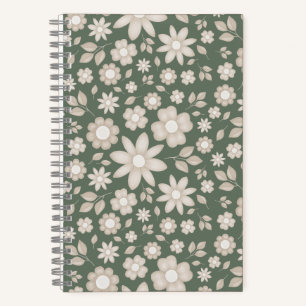 Romantic Sage Green Watercolor Floral Botanical Notebook