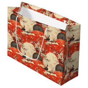 Romantic Sakura Kimono Couple Pattern (1) Large Gift Bag
