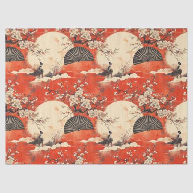 Romantic Sakura Kimono Couple Pattern (1) Tissue Paper (Front)