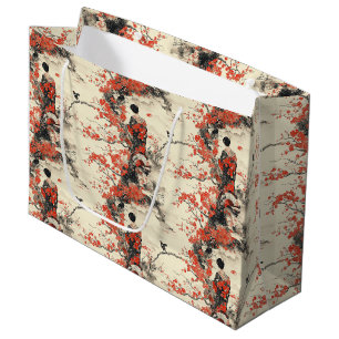 Romantic Sakura Kimono Couple Pattern (2) Large Gift Bag