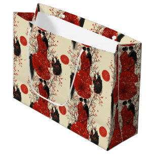 Romantic Sakura Kimono Couple Pattern (4) Large Gift Bag