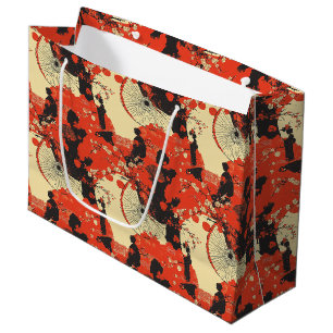 Romantic Sakura Kimono Couple Pattern (5) Large Gift Bag